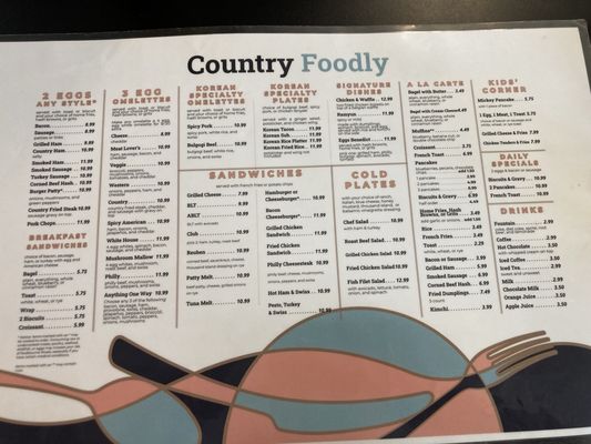 Country Foodly menu 1
